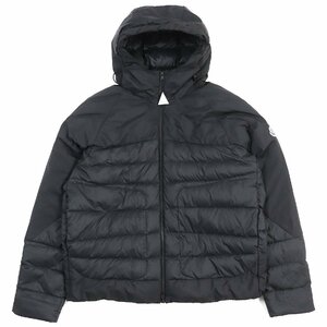 美品△MONCLER モンクレール 23-24AW GLOAS ロゴ入り ロゴワッペン・フード付き ダウンジャケット ブラック 3 ハンガー付 正規品 メンズ