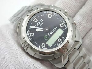 ☆TISSOT ティソ T-TOUCH 1853 Z 251/351-1 クォーツ QZ ブラック文字盤 メンズ 腕時計 不動 ジャンク品☆