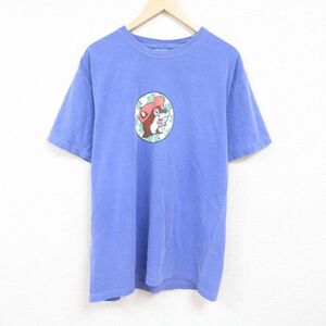 XL/古着 半袖 Tシャツ メンズ バッキーズ コットン クルーネック 薄紺 ネイビー 24apr11 中古