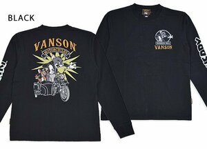 vanson×TOM＆JERRYコラボ 天竺ロングTシャツ◆vanson ブラックMサイズ TJV-2330 ヴァンソン バンソン トムとジェリー 刺繍 バイカー