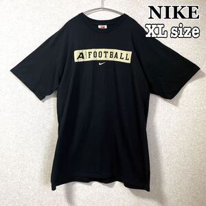 NIKE ナイキ 半袖Tシャツ フットボール スウッシュ オーバーサイズ 大きいサイズ ビッグシルエット XL 黒 ブラック 半袖 輸入 古着