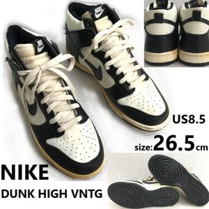 NIKE DUNK HIGH VNTG/ナイキ★ハイカットスニーカー/ダンクハイ【26.5/white×black/白×黒】318850-101/sneakers/Shoes/trainers◆sE-112