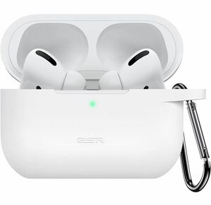 ESR AirPods Pro ケース (2022/2019)用 AirPods Pro 第2世代 ケース シリコン保護ケース カラビナ付き ワイヤレス充電対応 ホワイト