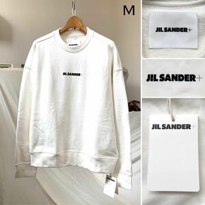 新品 JIL SANDER + ジルサンダー オーバーサイズフィット ロゴ スウェット シャツ M 定6.6万 メンズ JPUU707532 オフホワイト 送料無料