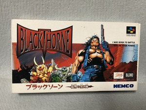 SFC ソフト 箱説 美品 ブラックソーン　復讐の黒き棘　BLACK THORNE　ケムコ　ハガキ付　スーパーファミコン