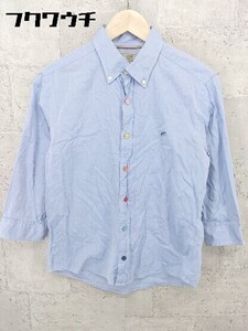 ◇ green label relaxing UNITED ARROWS ボタンダウン BD 七分袖 シャツ サイズM ライトブルー メンズ