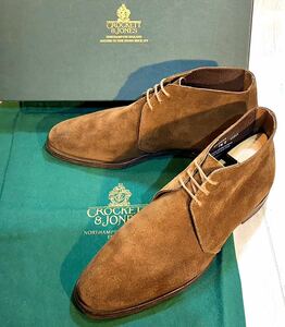 CROCKET&JONES クロケット＆ジョーンズ CHUKKA◆25cm UK7.5 D◆チャッカブーツ 革靴 スエードレザー ビジネスシューズ メンズ 茶 ブラウン