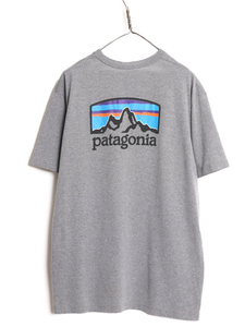 19年製 パタゴニア 両面 プリント 半袖 Tシャツ メンズ L / Patagonia アウトドア グラフィック イラスト バックプリント クルーネック 灰