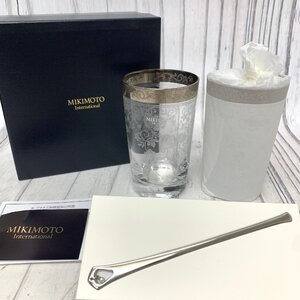 s001 L2 未使用 MIKIMOTO ミキモト ガラスカップ２客 マドラー付き 箱入り 保管品