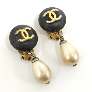 【中古】CHANEL イヤリング フェイクパール ロゴ メッキ 96A