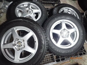 溝有り weds トレファー 15x5J +50 ブリザック DM-V2 175/80R15 2014年製 4本 パジェロミニ テリオスキッド