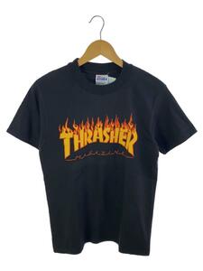 THRASHER◆90s/Hanesボディ/ファイヤーロゴ/Tシャツ/S/コットン/BLK