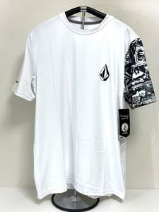 VOLCOM ボルコム A9112202WHT② メンズ Mサイズ 半袖ラッシュガード サーフTシャツ ホワイト色 日焼け対策 ヴォルコム 即決 新品 送料無料