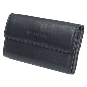 BVLGARI ブルガリ コンパクト折財布 21371 レザー ブラック 財布 ウォレット aq10696