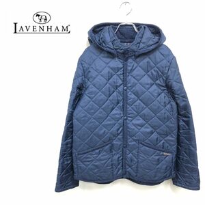 1N2218-J◆イングランド製 LAVENHAM×Paul Smith ラベンハム ポールスミス キルティングコート◆ネイビー 中綿 M レディース フード 温かい