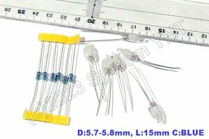 【製作・部品】汎用・青ネオンランプ＋抵抗　6セット