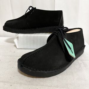 和514★① 新品 CLARKS DESERT BOOT イングランド製 クラークス デザートブーツ レザー US9 F ブラック メンズ