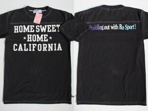 HTS44ボースポーツS切り返し 半袖Tシャツ カリフォルニアSWEET HOME CALIFORNIAクラシック サーフ スタイル 湘南 BO SPORT色黒