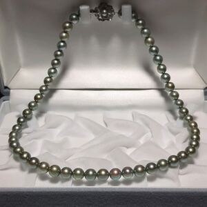 【糸替え済 グレー】アコヤ真珠 約7.5-8.0mm 約43.5cm ネックレス 本真珠 アクセサリー SILVER pearl あこや パール