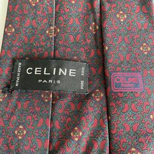 CELINE(セリーヌ) 赤緑イバラマカダム柄ネクタイ