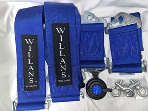 ★送料無料　新商品　WILLANS　ウイランズ　シートベルト　クラブ4　4×4　3インチ　FIA公認　ブルー　右側　WS4031