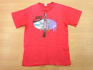 90s USA製 NIKE ナイキ★銀タグ AIR Tシャツ L★赤系 古着★オールド ヴィンテージ★d