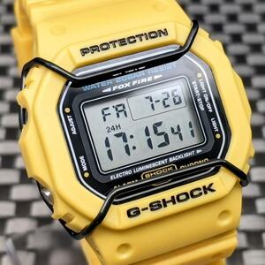 G-SHOCK DW-5600E イエローベゼル・ベルト + ショックバンパー [電池新品] - 送料 230円