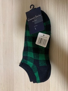 CASUAL SOCKS　for men　グリーンチェック　サイズ25～27ｃｍ