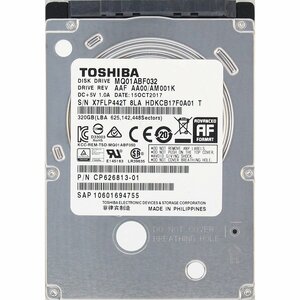 TOSHIBA MQ01ABF032 2.5インチ 7mm SATA600 320GB 1270回 15062時間