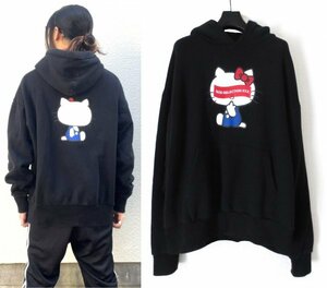 希少 GOD SELECTION XXX × HELLO KITTY コラボ プルオーバー 裏起毛 パーカー L ブラック ハローキティ サンリオ キティちゃん 別注