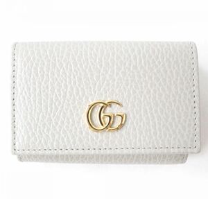 未使用品△イタリア製 GUCCI グッチ 735212 レディース ダブルGウォレット 三つ折り コンパクト レザーウォレット／財布 ライトグレー 箱付