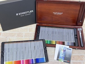 1円〜! 未使用品! STAEDTLER/ステッドラー カラト アクェレル 水彩色鉛筆 60色 クリエイティブボックス ウォールナット 木箱入り 2005y2