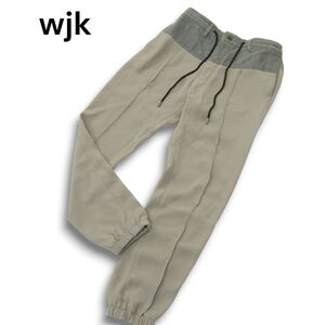 wjk ダブルジェイケイ denim waist pants★ デニム切替 イージー ストレッチ ジョガーパンツ Sz.M メンズ グレー 日本製　A4B05346_A#R