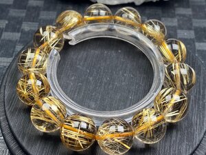 即決 0406f598 最高級！！極美品★【黄金タイチンルチル】★ブレス 15.5-16mm（新品）