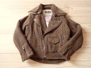 ☆子供服【120～130】記載M☆HARRIS TWEEDハリスツィードライダースジャケット WOOL100％☆mucha chqコラボ