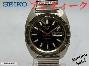 【不動品】SEIKO セイコー5 スポーツ デイデイト 21石 自動巻き 腕時計 7気圧防水 文字盤/ブラック 6119‐8410