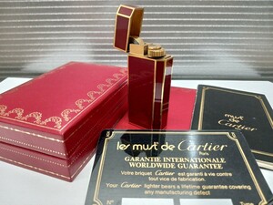 D427　CARTIER　カルティエ　ライター　マストライン　23547J　ボルドー　ゴールドカラー　 ガスライター　喫煙具　