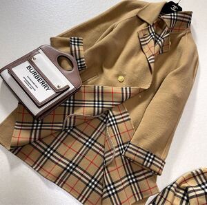 美品 バーバリー BURBERRY バーバリーロンドン ウールコート ロングコート ノバチェック ダブルフェイス 金ボタン 旅行 通勤 9 大きい