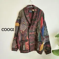 希少 COOGI クージー M 3Dニット ガウン カーディガン vintage