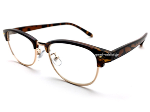 NARROW SIRMONT BROW SUNGLASS べっ甲・GOLD × CLEAR/ナローサーモントブロウサングラスデミ伊達メガネアジアンフィット昭和レトロ紫外線