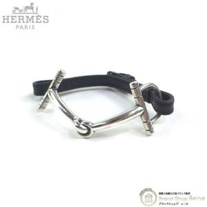 エルメス （HERMES） ホースビット Ag925×レザーベルト ヴィンテージ ブレスレット シルバー×ブラック（中古）