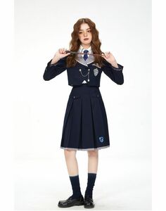 梗豆物語 ハリーポッター ホグワーツ寮別制服 ブリティッシュ プリーツスカート ショート レイブンクロー S [LO600-3]