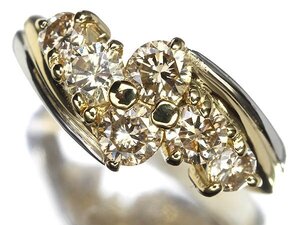 KO13896T【1円～】新品仕上【RK宝石】《Diamond》ジュエリーマキ 極上ブラウンダイヤモンド 総計1.08ct K18 Pt850 高級リング ダイヤ