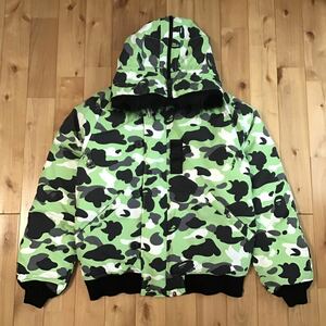 ファー付き ダウンジャケット Lサイズ FUR hoodie down jacket a bathing ape BAPE エイプ ベイプ アベイシングエイプ green camo z0281