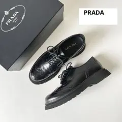 【美品】PRADA Lug Sole Brogues黒 シューズ プラダ