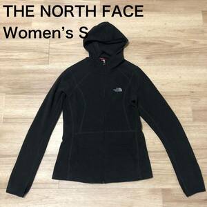 【送料無料】THE NORTH FACE ベロア生地ジップアップパーカー黒　レディースSサイズ　ザノースフェイスアウトドア長袖登山