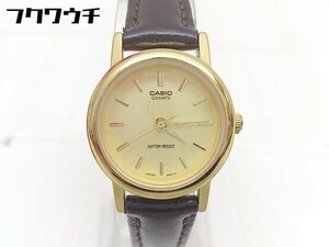 ◇ CASIO チープカシオ 動作未確認 クォーツ 3針 LTP-1095Q-9A 腕時計 ウォッチ ブラウン ゴールド レディース