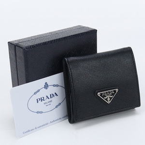 中古美品プラダPRADA コインケース サフィアーノ 1M0935 ブラック系　 ランク：S us-1 メンズ