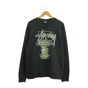 【中古】STUSSY プリントスウェット XL ブラック ステューシー[240010455937]