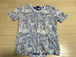 MICHEL KLEIN HOMME ミッシェルクラン 半袖Tシャツ 46サイズ カットソー ホワイト×ブルー
